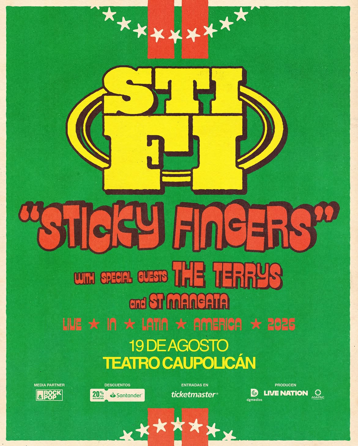 St. Mängata abrirá el regreso de Sticky Fingers a Chile